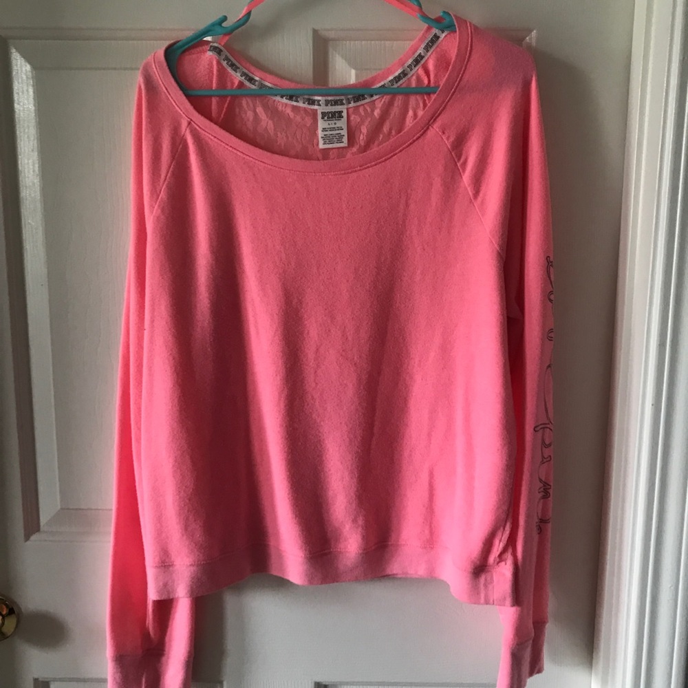 VS Pink Lacy Back Long Sleeve